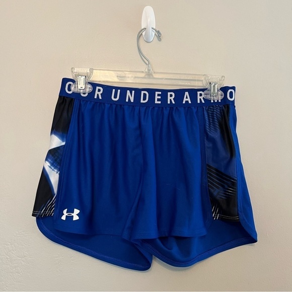 UNDER Armour Play Up Shorts Gym Athletic Running Blue Shorts Size Small - Picture 1 of 9